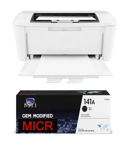 M110we Wireless Black & White Laser Check Printer Bundle with 1 Starter OEM Modified MICR Toner Cartridge (2 Items)